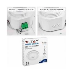 V-TAC PRO VT-13 Plafonnier Dome 12w Chip Samsung Corps Blanc Rond Avec Capteur Infrarouge Blanc Froid 6400K IP20 - SKU 809 -V-TAC Soldes 11713015 4