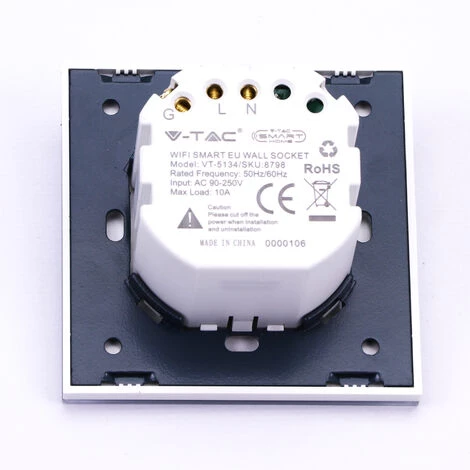 Prise Murale WiFi V-tac Smarthome VT-5134 - Blanche - 10A - 2200W - Fonctionne Avec Amazon Alexa Et Google Home Assistant 3 Prise Murale WiFi V-tac Smarthome VT-5134 - Blanche - 10A - 2200W - Fonctionne Avec Amazon Alexa Et Google Home Assistant – Image 3