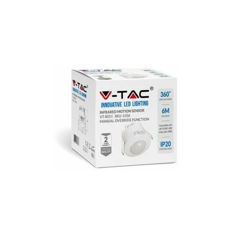 Détecteur De Présence Infrarouge Encastrable Blanc Vt-8051 V-TAC 2 Détecteur De Présence Infrarouge Encastrable Blanc Vt-8051 V-TAC – Image 2