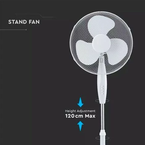 V-TAC Ventilateur Sur Pied Blanc 40W 3 Vitesses Oscilation 3 V-TAC Ventilateur Sur Pied Blanc 40W 3 Vitesses Oscilation – Image 3