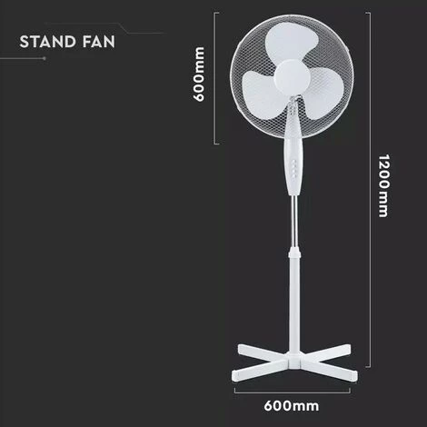 V-TAC Ventilateur Sur Pied Blanc 40W 3 Vitesses Oscilation 5 V-TAC Ventilateur Sur Pied Blanc 40W 3 Vitesses Oscilation – Image 5