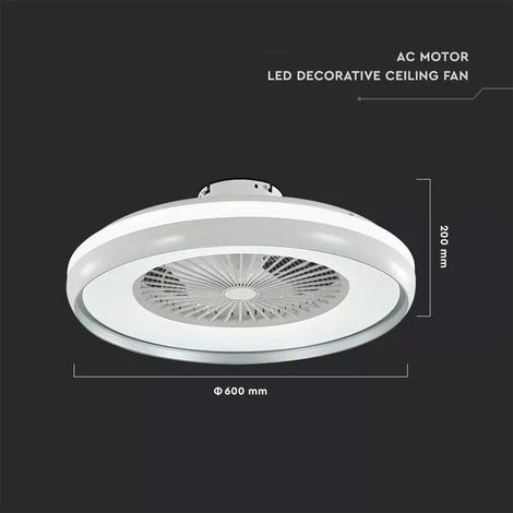 Plafonnier LED Plafonnier Télécommande Lampe Lumière Du Jour Ventilateur 3 Vitesses Blanc-gris V-Tac 7935 2 Plafonnier LED Plafonnier Télécommande Lampe Lumière Du Jour Ventilateur 3 Vitesses Blanc-gris V-Tac 7935 – Image 2