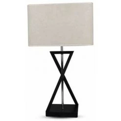 V-TAC VT-7712 Lampe De Table Design Avec Abat-jour Carré Ivoire Avec Auvent En Métal Noir Et Support E27 - Sku 40381