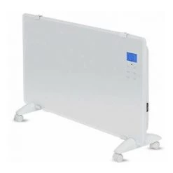 V-TAC VT-2002WRD Réchauffeur De Convecteur En Verre 2000W Écran LCD écran Tactile + Télécommande IR Aluminium Blanc IP24 - Sku 8663