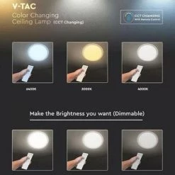 V-TAC VT-8557 Dôme Rond Led Lumière 20W / 40W Diamond Cover Surface Changement Couleur 3in1 Et Dimmable Avec Télécommande - Sku 14931 -V-TAC Soldes 28265528 3