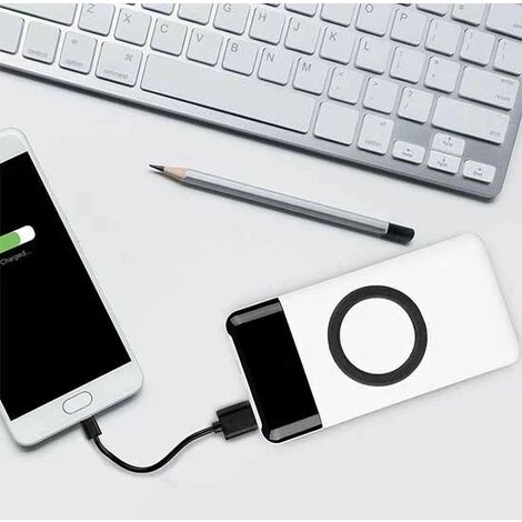 V-TAC VT-3521 Power Bank Wireless Charger 10.000mah 2 Sorties Micro USB 2A Corps ABS Blanc - Sku 8906 4 V-TAC VT-3521 Power Bank Wireless Charger 10.000mah 2 Sorties Micro USB 2A Corps ABS Blanc - Sku 8906 – Image 4