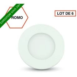V-TAC LOT DE 6 PIÈCES // Luminaire Panneau LED Encastré Rond 3W Blanc Froid Diamètre 85mm SKU-6294