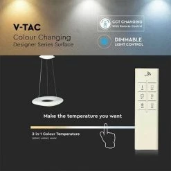V-TAC VT-7605 Suspension Design Ronde 38W Changement Couleur 3in1 Et Dimmable Avec Télécommande - SKU 3959 7 V-TAC VT-7605 Suspension Design Ronde 38W Changement Couleur 3in1 Et Dimmable Avec Télécommande - SKU 3959 -V-TAC Soldes 30438016 4