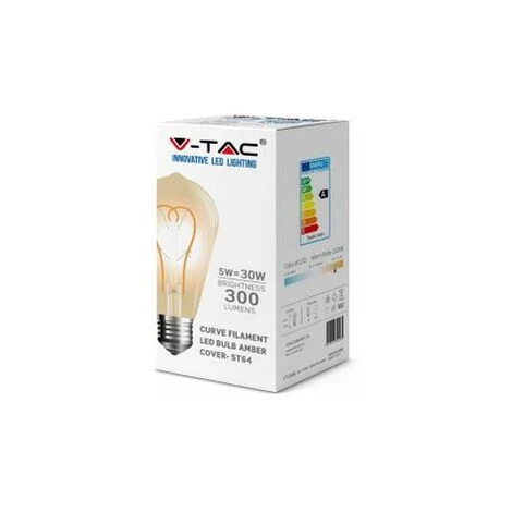 Ampoule LED Vintage E27 St64 5W Ambrée Filament Vt-2066 - Fs - Blanc Chaud - 2200k - 300 Deg V-TAC 2 Ampoule LED Vintage E27 St64 5W Ambrée Filament Vt-2066 - Fs - Blanc Chaud - 2200k - 300 Deg V-TAC – Image 2