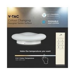 V-TAC VT-7752 80W Ronde Led Designer Surface Changement Couleur 3in1 Et Dimmable Avec Télécommande - Sku 3969 -V-TAC Soldes 31071589 3