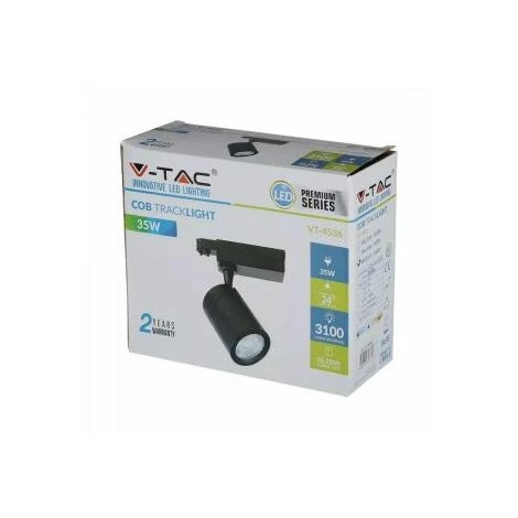 Spot Sur Rail LED 3 Allumages 35W Noir Vt-4536 - Blanc Chaud - 3000k V-TAC 2 Spot Sur Rail LED 3 Allumages 35W Noir Vt-4536 - Blanc Chaud - 3000k V-TAC – Image 2