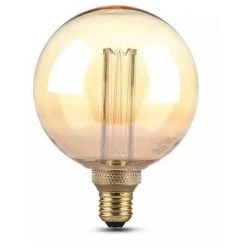 V-Tac VT-2195 Ampoule Globe LED ART E27 G125 Filament 4W Couverture Ambre Blanc Chaud 1800K - 7475