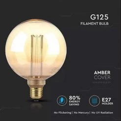 V-Tac VT-2195 Ampoule Globe LED ART E27 G125 Filament 4W Couverture Ambre Blanc Chaud 1800K - 7475 7 V-Tac VT-2195 Ampoule Globe LED ART E27 G125 Filament 4W Couverture Ambre Blanc Chaud 1800K - 7475 -V-TAC Soldes 38091305 4