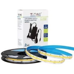 V-TAC Kit Bande LED Strip Led COB 24V 421LEDs/m 5m Blanc Neutre 4000K IP20 + Alimentation Stabilisée - SKU 2677