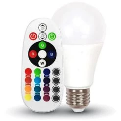 V-TAC Ampoule LED E27 A60 6W RGB + 6400K° Avec Télécommande
