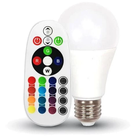 V-TAC Ampoule LED E27 A60 6W RGB + 6400K° Avec Télécommande 1 V-TAC Ampoule LED E27 A60 6W RGB + 6400K° Avec Télécommande