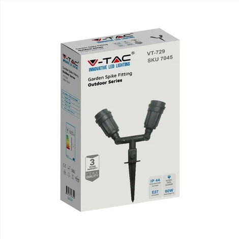 V-TAC Spot Jardin 2 Têtes E27 Sur Piquet IP44 4 V-TAC Spot Jardin 2 Têtes E27 Sur Piquet IP44 – Image 4