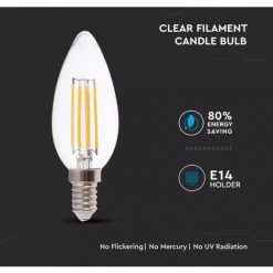 V-TAC Ampoule LED E14 6W Filament Eq 45W | Température De Couleur: Blanc Chaud 2700K -V-TAC Soldes 52828557 4