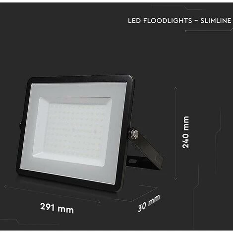 V-TAC Projecteur LED 100W 8000 Lumens VTAC Pro NOIR IP65 Extérieur | Température De Couleur: Blanc Neutre 4000K 5 V-TAC Projecteur LED 100W 8000 Lumens VTAC Pro NOIR IP65 Extérieur | Température De Couleur: Blanc Neutre 4000K – Image 5