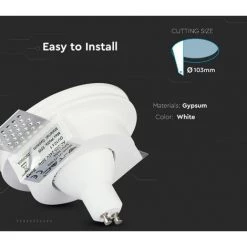 V-TAC Spot LED Encastré Rond GU10 Et GU5.3 (MR16) Corps En Plâtre Blanc -V-TAC Soldes 56813060 3