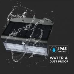 V-TAC Applique Solaire LED Avec Batterie 6,8W 60LED Avec Capteur PIR Couleur Noire 4000K IP65 -V-TAC Soldes 56813094 5