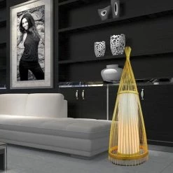 V-TAC Lustre De Sol En Bois à LED Avec Douille E27 (max 60W) H: 150cm 1,8mt Cable -V-TAC Soldes 56813117 4