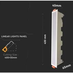 V-TAC 20W Mini Panneau LED Affleurant Linéaire 290 * 45 * 65mm Couleur Blanche 6000K -V-TAC Soldes 56813226 5