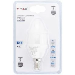 V-TAC Ampoule LED E14 5,5W Bougie 6400K (Blister 1 Pièce)