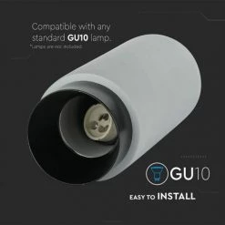 V-TAC Spot LED GU10 Corps En Plâtre Cylindre Gris Avec Base Métallique Noire -V-TAC Soldes 56813292 3