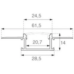V-TAC Profilé Aluminium Couleur Argent Pour Ruban LED Double Encastré Pour Plaques De Plâtre (L Max : 20.7mm) Cache Satiné 2000 X 61.5mm -V-TAC Soldes 56813297 3