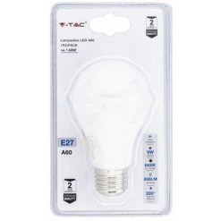 V-TAC Ampoule LED E27 9W A60 6400K (Blister 1 Pièce)