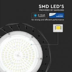 V-TAC Cloche Industrielle Puce LED Samsung 100W 120LM/W UFO Avec Driver Samsung Couleur Noir 90° 4000K IP65 Dimmable (1-10V) -V-TAC Soldes 56813413 5