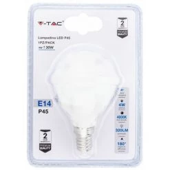 V-TAC Ampoule LED E14 4W P45 4000K (Blister 1 Pièce)