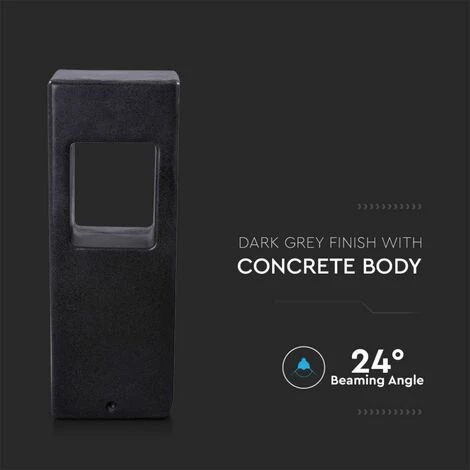 V-TAC Lampe De Jardin LED 12W En Béton Gris Foncé IP65 2 V-TAC Lampe De Jardin LED 12W En Béton Gris Foncé IP65 – Image 2
