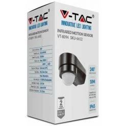 V-TAC Détecteur De Mouvement Infrarouge 240° Montage Mural Angulaire Couleur Noir 8 V-TAC Détecteur De Mouvement Infrarouge 240° Montage Mural Angulaire Couleur Noir -V-TAC Soldes 56839699 4