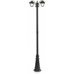 V-TAC Lampadaire LED Avec Douille Double Lanterne 2*E27 Couleur Noir Mat H: 228cm IP44