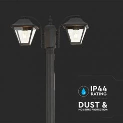 V-TAC Lampadaire LED Avec Douille Double Lanterne 2*E27 Couleur Noir Mat H: 228cm IP44 -V-TAC Soldes 56839709 4