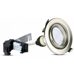 V-TAC Spot LED Encastré Rond 5W Avec Spot GU10 Couleur Nickel Satiné 3000K (3 Pièces)