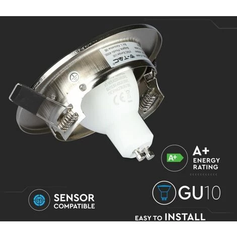 V-TAC Spot LED Encastré Rond 5W Avec Spot GU10 Couleur Nickel Satiné 3000K (3 Pièces) 3 V-TAC Spot LED Encastré Rond 5W Avec Spot GU10 Couleur Nickel Satiné 3000K (3 Pièces) – Image 3