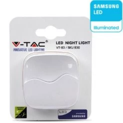 V-TAC Samsung Chip LED Spotlight 0.45W Veilleuse Carrée Avec Capteur Crépusculaire Couleur Blanche 60 * 60 * 54,5 Mm 3000K IP20 -V-TAC Soldes 56839768 5