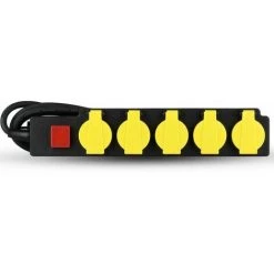 V-TAC Multiprise Avec Câble De 3 Mt 5 Prises Shuko Avec Couvercle Et Interrupteur Couleur Noir Jaune IP44 -V-TAC Soldes 56839834 4