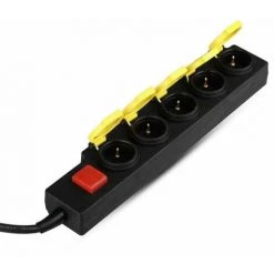 V-TAC Multiprise Avec Câble De 3 Mt 5 Prises Shuko Avec Couvercle Et Interrupteur Couleur Noir Jaune IP44 -V-TAC Soldes 56839834 5