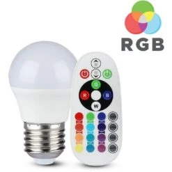 V-TAC Ampoule LED E27 3.5W G45 Avec Télécommande RVB + 6400K -V-TAC Soldes 56839841 4