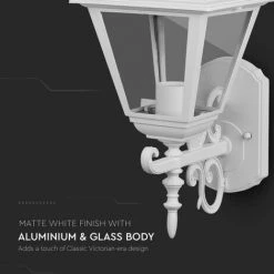 V-TAC Lanterne Murale LED Avec Douille E27 (Max 60W) Vers Le Haut Couleur Blanc Opaque IP44 -V-TAC Soldes 56839876 3