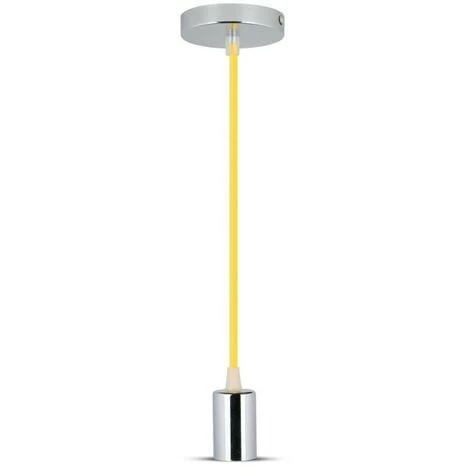 V-TAC Lustre LED Cylindre En Métal Avec Douille E27 (Max 60W) Couleur Chrome Et Câble Jaune 1 V-TAC Lustre LED Cylindre En Métal Avec Douille E27 (Max 60W) Couleur Chrome Et Câble Jaune