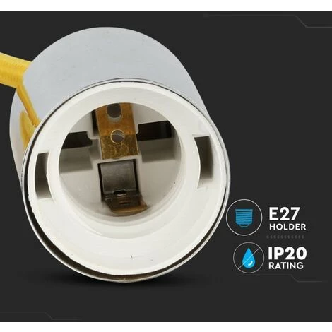 V-TAC Lustre LED Cylindre En Métal Avec Douille E27 (Max 60W) Couleur Chrome Et Câble Jaune 4 V-TAC Lustre LED Cylindre En Métal Avec Douille E27 (Max 60W) Couleur Chrome Et Câble Jaune – Image 4