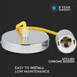 V-TAC Lustre LED Cylindre En Métal Avec Douille E27 (Max 60W) Couleur Chrome Et Câble Jaune 9 V-TAC Lustre LED Cylindre En Métal Avec Douille E27 (Max 60W) Couleur Chrome Et Câble Jaune -V-TAC Soldes 56839925 5