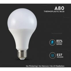 V-TAC Ampoule LED à Puce Samsung E27 18W A80 3000K -V-TAC Soldes 56839974 3