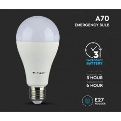 V-TAC Ampoule LED à Puce D'urgence Samsung E27 9W Avec Batterie 3h 4000K -V-TAC Soldes 56839988 3