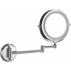 V-TAC Miroir LED Rond Double Face 3W Orientable à 360° Avec Bras Extensible (loupe 3x) D : 170mm 6400K IP44